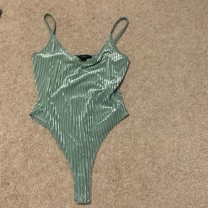 Green shiny body suit - forever 21